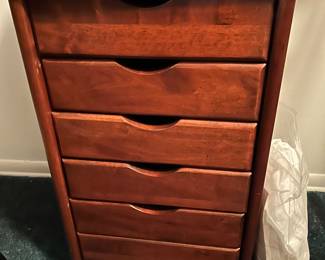 Wood Rolling Craft Storage Cabinet 6 Drawers
