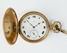 Antique Elgin National Watch Co Gold Plated Mechanical Pocket Watch W/ Pocket Chain
