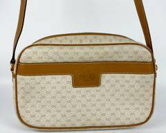 Vintage Gucci GG Tan Camera Crossbody Handbag W/ Dust Bag
