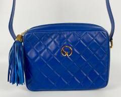 St. John Blue Quilted Crossbody Handbag W/ Gold Tone Hardware
