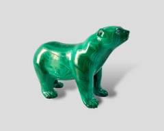 Miniature Malachite Polar Bear Statue
