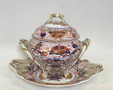 Antique English Spode painted ironstone tureen and underplate very good condition
