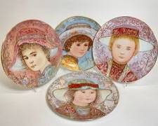 Edna Hibel Collector Plates Giselle, Wendy, Todd & Gerard A Tribute To All Children collectable decorative Plates
