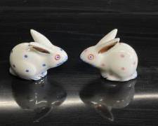 tiny 1" HEREND Fine Hungarian Porcelain Miniature Bunny Figurines
