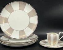 Tiffany Palladium Bone China Large Plates, Side Plate, & Creamer
