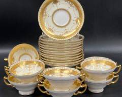 Tiffany & Co Mintons Gold Encrusted Saucers & Soup Bowls
