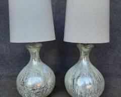 Pair Crackled Mercury Glass Table Lamps
