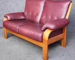 Vintage KSL Canadian Scandinavia MCM Mid Century Modern Leather Bentwood Sofa
