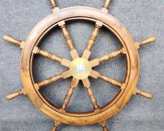 33" Large Vintage Pegged Wood Nautical captains Ships Wheel
