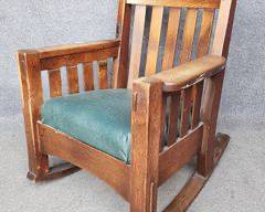 Antique Solid Oak Mission Arts & Crafts Rocking Chair Pegged Possibly Harden
