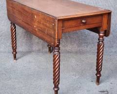Antique one drawer Sausage Leg Drop Leaf Dining Table
