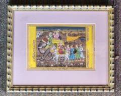Antique Indian Mughal Painting on Paper Framed
