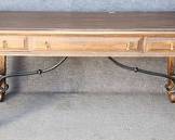 Fancy Vintage Wood and Scrolled 3 drawer iron work writing table
