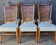 Six Vintage Drexel Declaration MCM Mid Century Modern Dining Chairs high quality clean upholstered Seats
