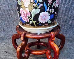 Vintage Asian paneled porcelain on stand
