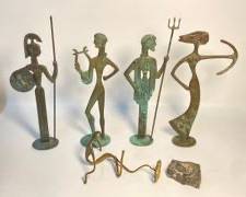 Vintage MCM Etruscan Style Copper Figural Figurines - Mid Century Modern
