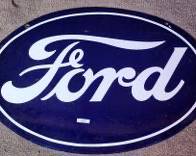 Vintage Ford Car Enamel Double Sided Advertising Sign
