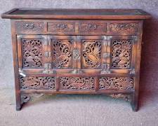 Wonderful Antique Handcarved Sea life and flower 2 door 4 drawer cabinet
