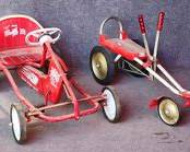 2 vintage metal kids racing ride on toys
