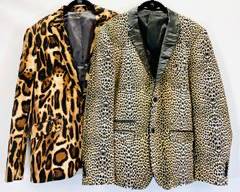 ZARA And BLACK PREMIUM Slim Fit Leopard Print Sports Coat Blazers Men's Size L/XL
