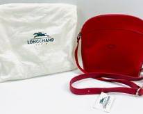NWT. LONGCHAMP RED LEATHER SHOULDER HANDBAG WITH STRAPS
