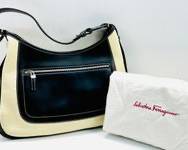 Salvatore Ferragamo Black And Tan Shoulder Bag In Goof Overall Preowned Condition
