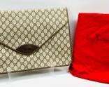 Vintage GUCCI GG Monogram Leather Trim Document Portfolio Clutch W Dust Bag Included
