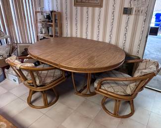 MCM Bamboo Dining Room Table and Chairs