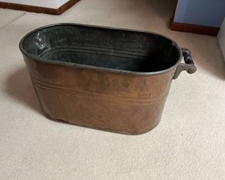 Copper firewood bucket (one handle missing)