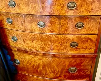FLAME BURLED WOOD CHES OF DRAWERS.  VINTAGE AND BEAUTIFUL!
