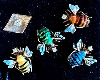 14k gold and diamond bee pins or tie tacks.  So fun!  priced individually.