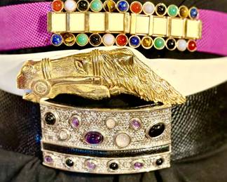 OVER 40 JUDITH LEIBER AND ALEXIS KIRK BELTS.  LIZARD, SNAKESKIN, AND ALLIGATOR.