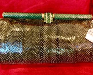 BERGDORF GOODMAN SNAKESKIN HANDBAG.