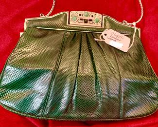 LOTS OF HANDBAGS INCLUDING JUDITH LEIBER LIZARD WITH STONES!