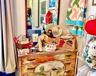 Love this painted dresser or chest of drawers.  