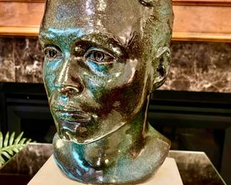 FABULOUS CERAMIC CARVED BUST.  WHAT DETAIL!