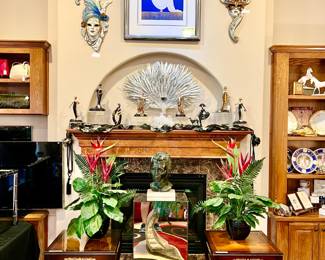 NOTICE THE TWO END TABLES WITH LEATHER TOP.