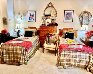 MASTER BEDROOM WITH VINTAGE 1940S FRENCH FURNITURE.  SO PRETTY.