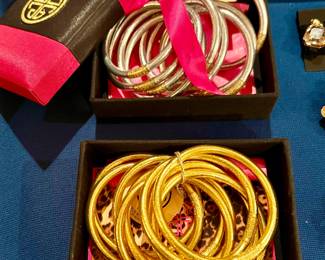 BUDHAGIRL ALL-WEATHER BANGLES NEW IN BOX.  RETAIL FOR $125 EACH SET.