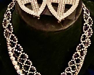 MONTY DON EARRINGS, BOLD AND BEAUTIFUL.  RHINESTONE NECKLACE FROM NEIMAN'S.