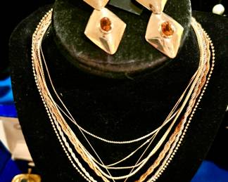 MORE GOLD!  14K TOURMALIN, GARNET, CITRINE TIERED EARRINGS!  AMAZING!!!