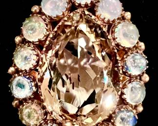 GOLD MOONSTONE & LARGE CITRINE PENDANT.