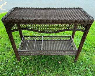 Resin Wicker Patio Console Table