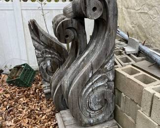 Three Massive Antique Corbels From A Church In Derby, CT