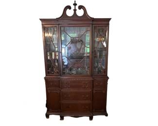 Antique Breakfront Queen Anne China Cabinet