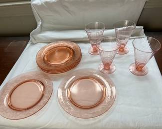 Grouping Of Pink Depression Glass