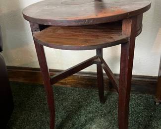 Antique Side Table With Swivel Ashtray Platform