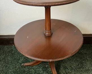 Round Double-Tier Vintage Accent Table