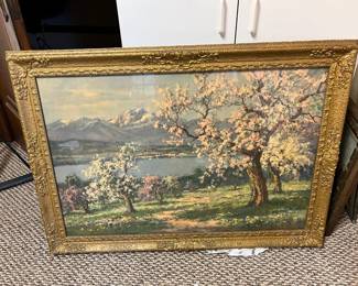 Large Vintage T. Peterson "Nature's Splendor" Print In A Gilt Frame