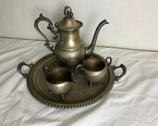 English Hallmarked Silver Over Copper Tea Set